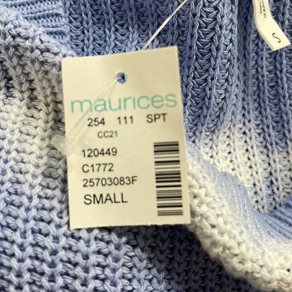 Maurices NWT Blue Tie Dye Destructed Pullover Sweater Size Small - Picture 11 of 13